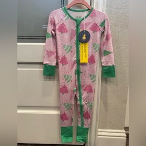 The Tiny Duckling Co Bamboo Pink and Green Christmas tree Zippy 12-18month